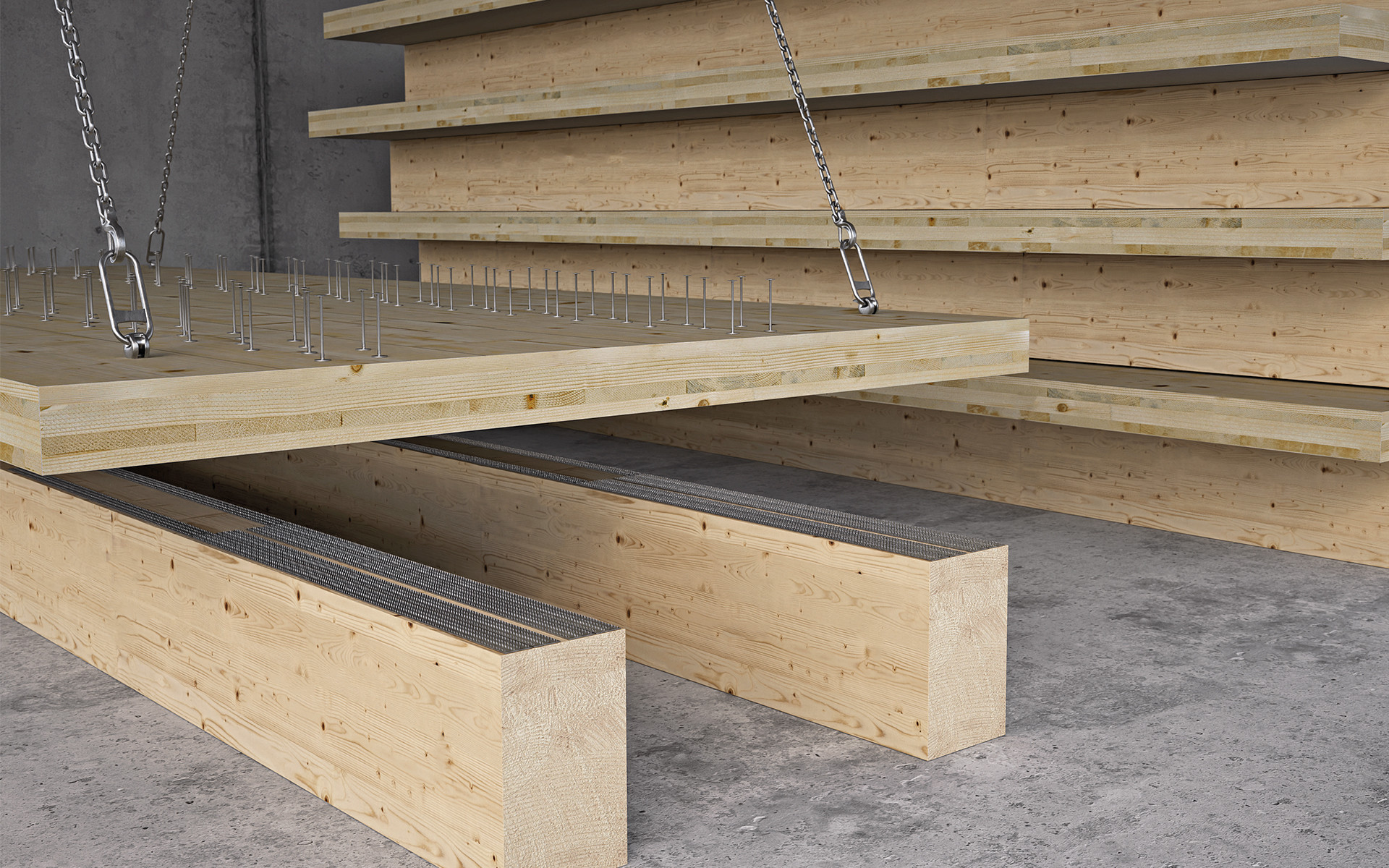 Solai nervati con piastre uncinate SHARP METAL per connessioni rapide e resistenti